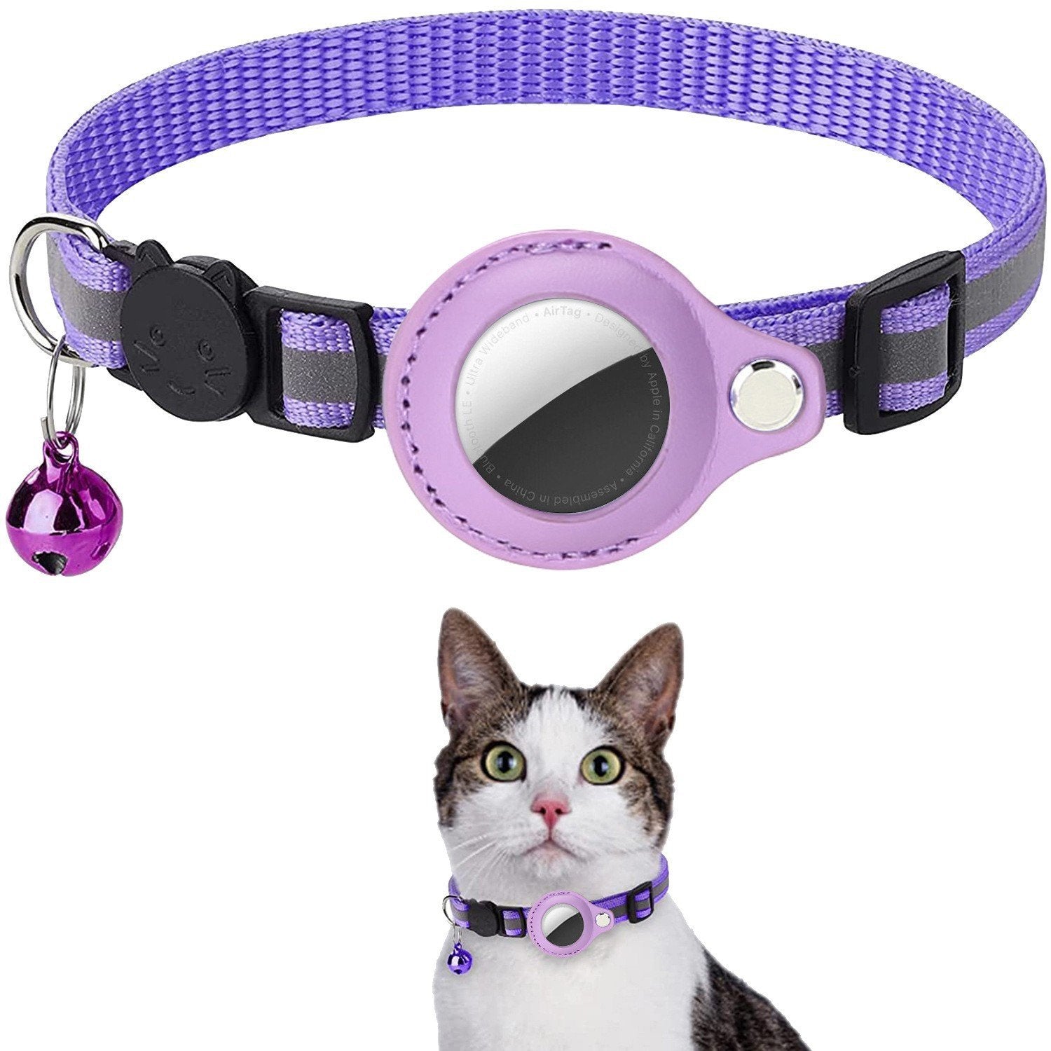 Collar for Airtag anti-loss positioning tracking kitten reflective bell