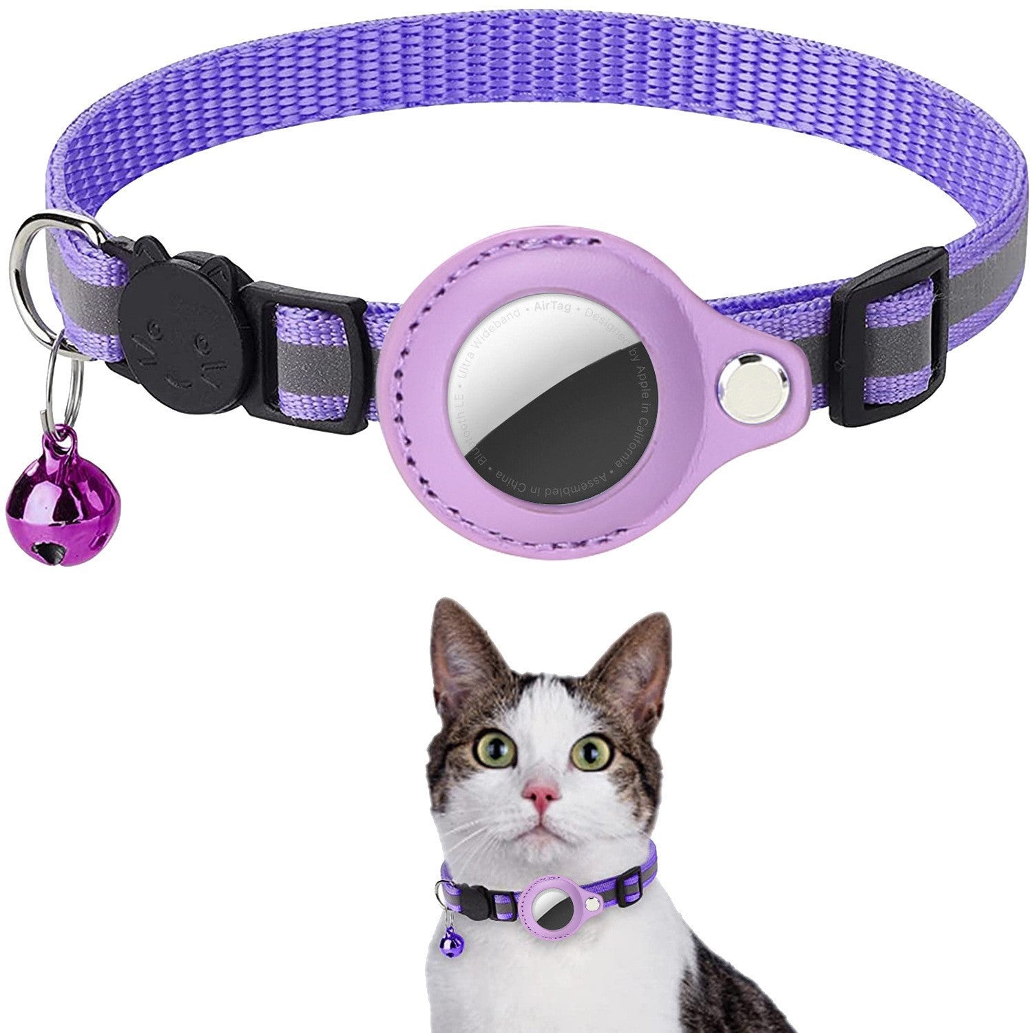 Collar for Airtag anti-loss positioning tracking kitten reflective bell