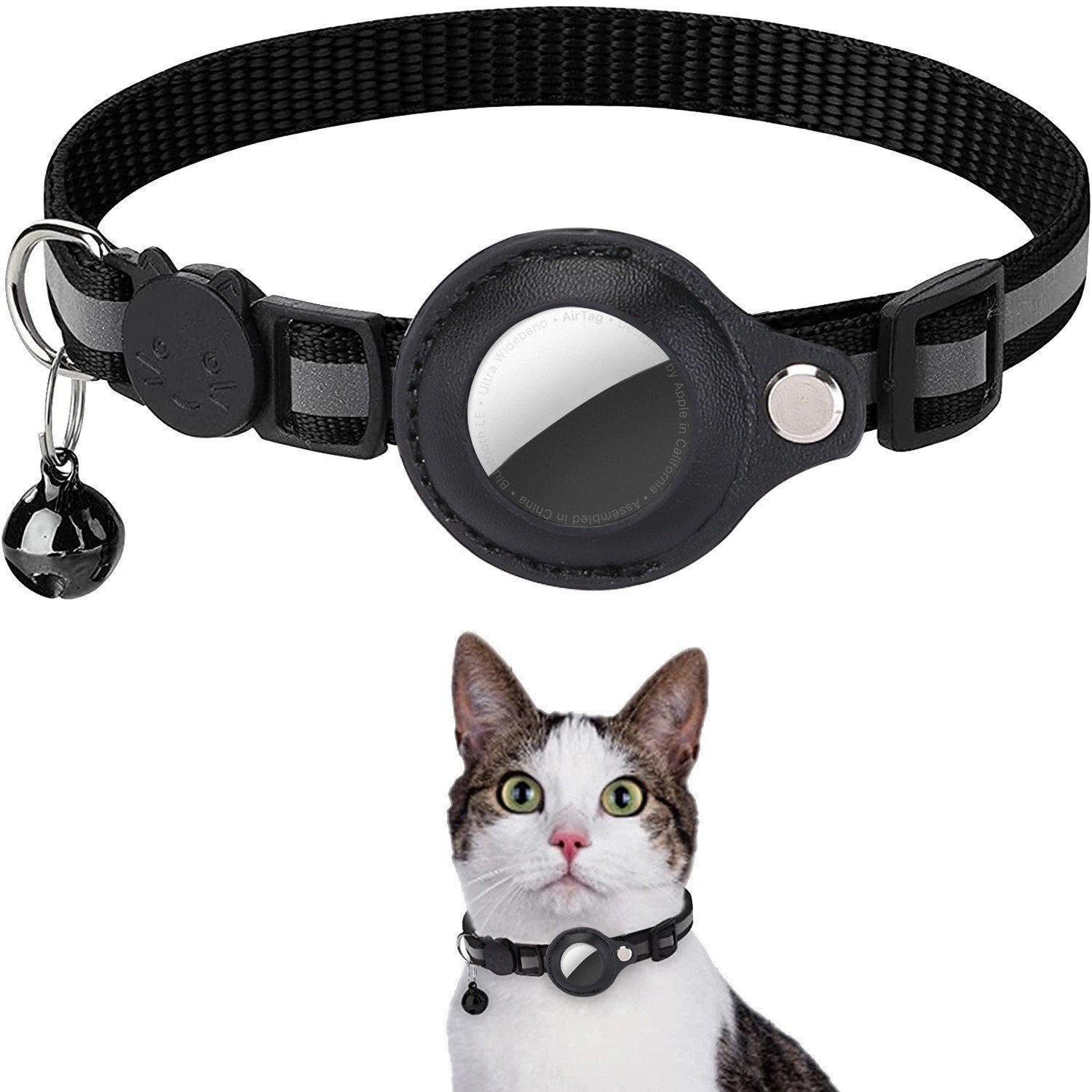 Collar for Airtag anti-loss positioning tracking kitten reflective bell