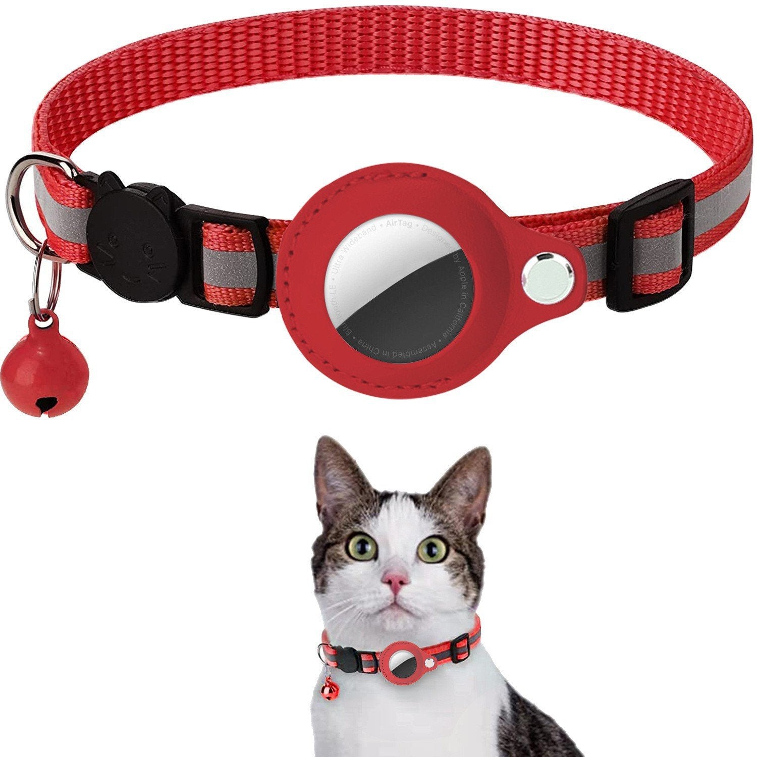 Collar for Airtag anti-loss positioning tracking kitten reflective bell