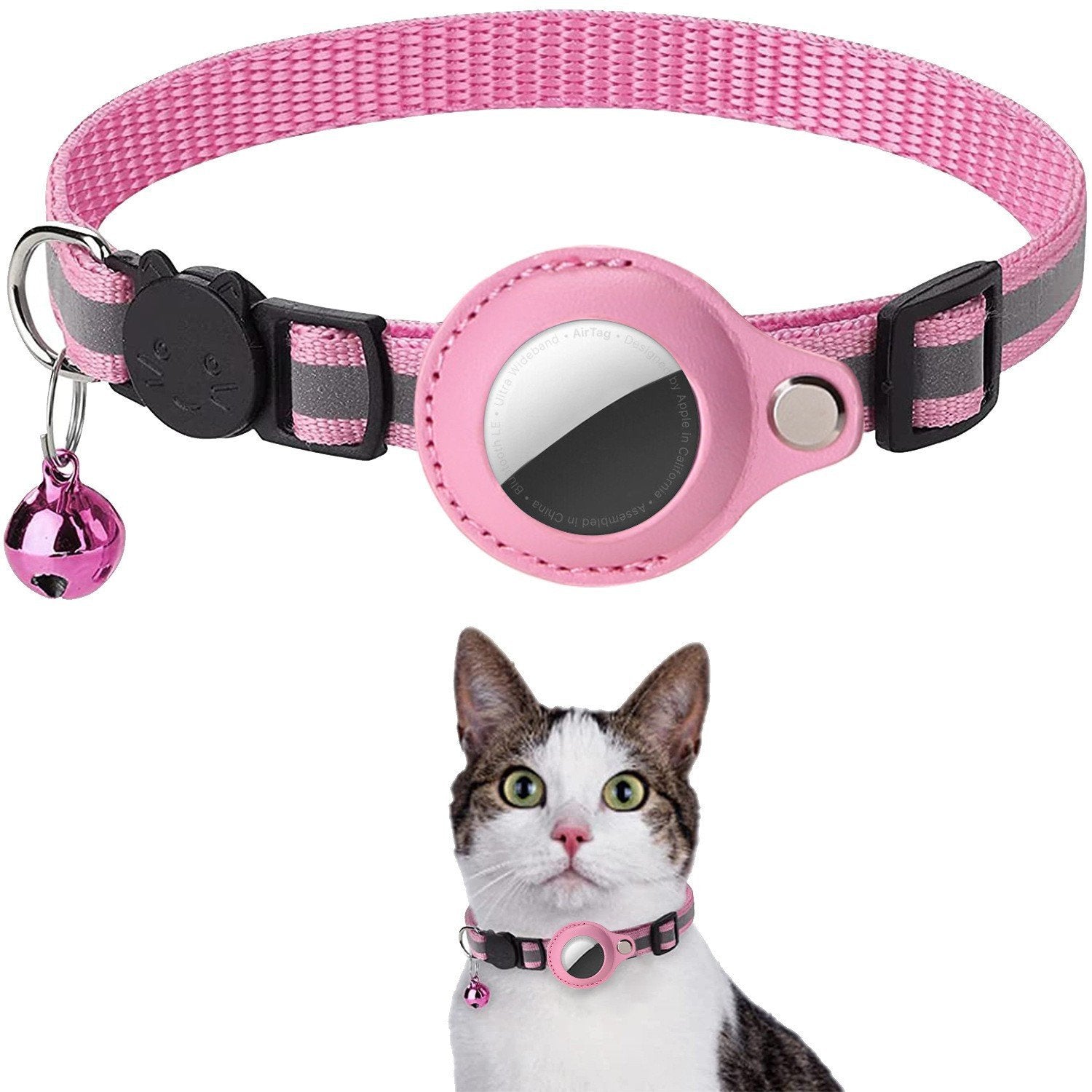 Collar for Airtag anti-loss positioning tracking kitten reflective bell