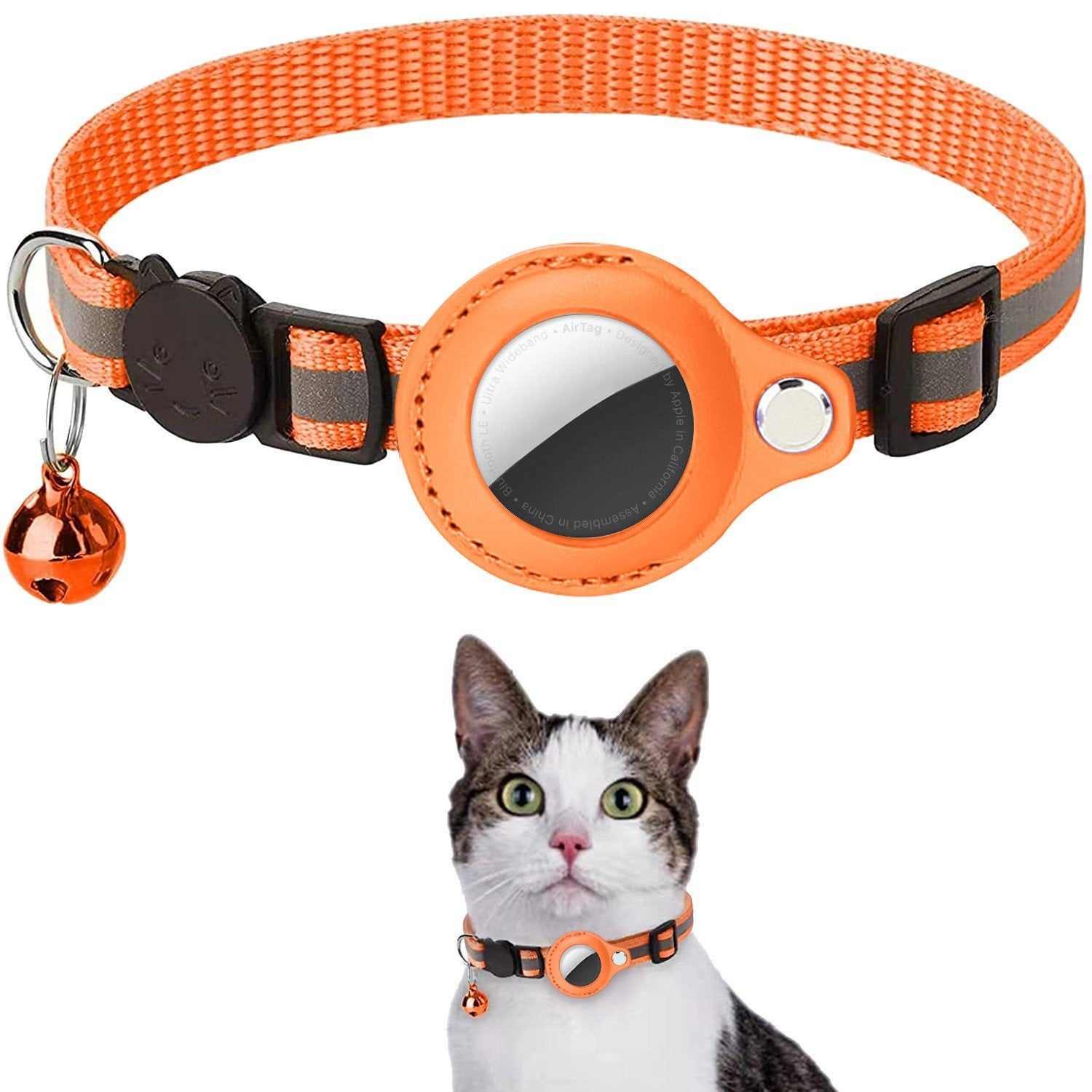 Collar for Airtag anti-loss positioning tracking kitten reflective bell