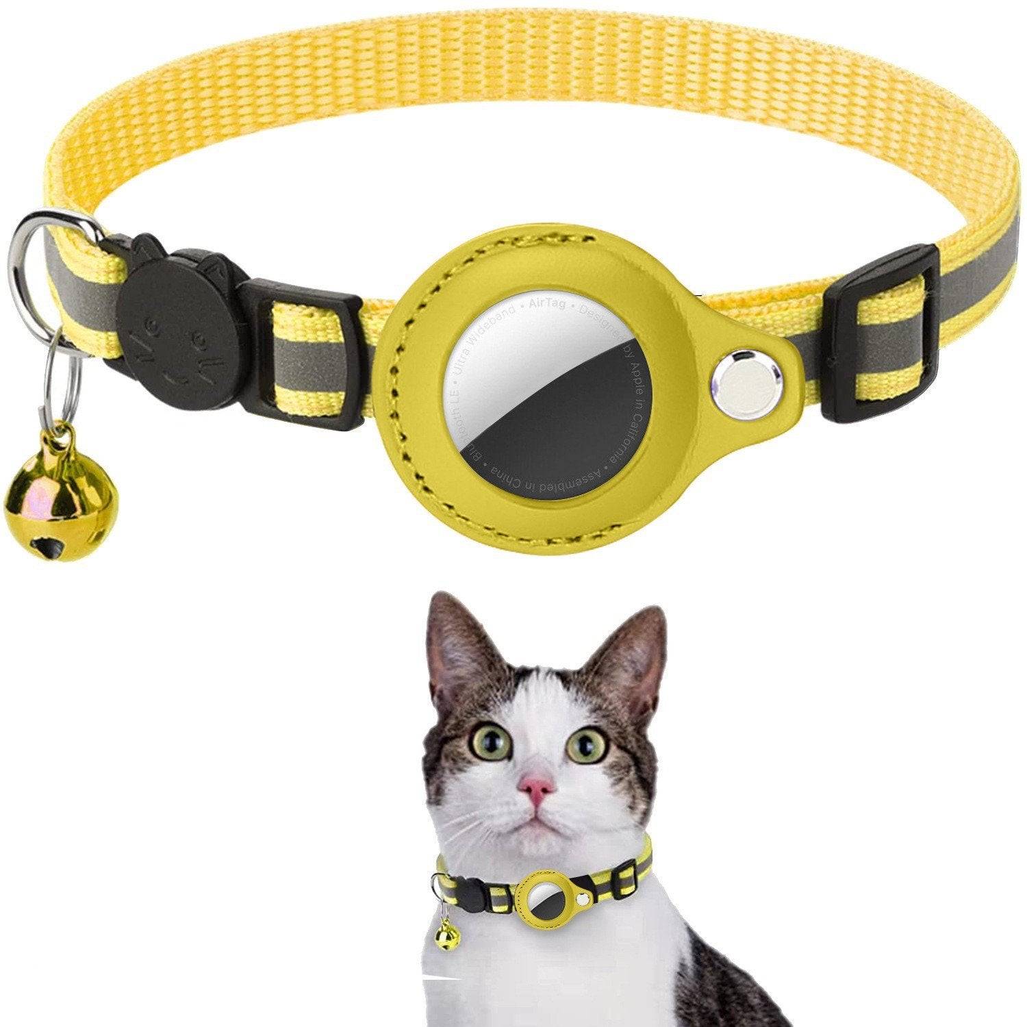 Collar for Airtag anti-loss positioning tracking kitten reflective bell